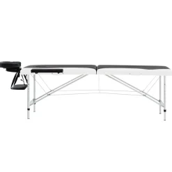 vidaXL Massagetafel inklapbaar 2 zones aluminium zwart en wit