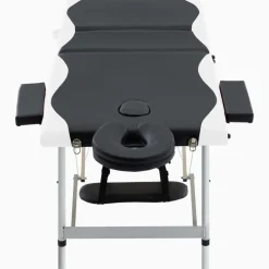 vidaXL Massagetafel inklapbaar 3 zones aluminium zwart en wit