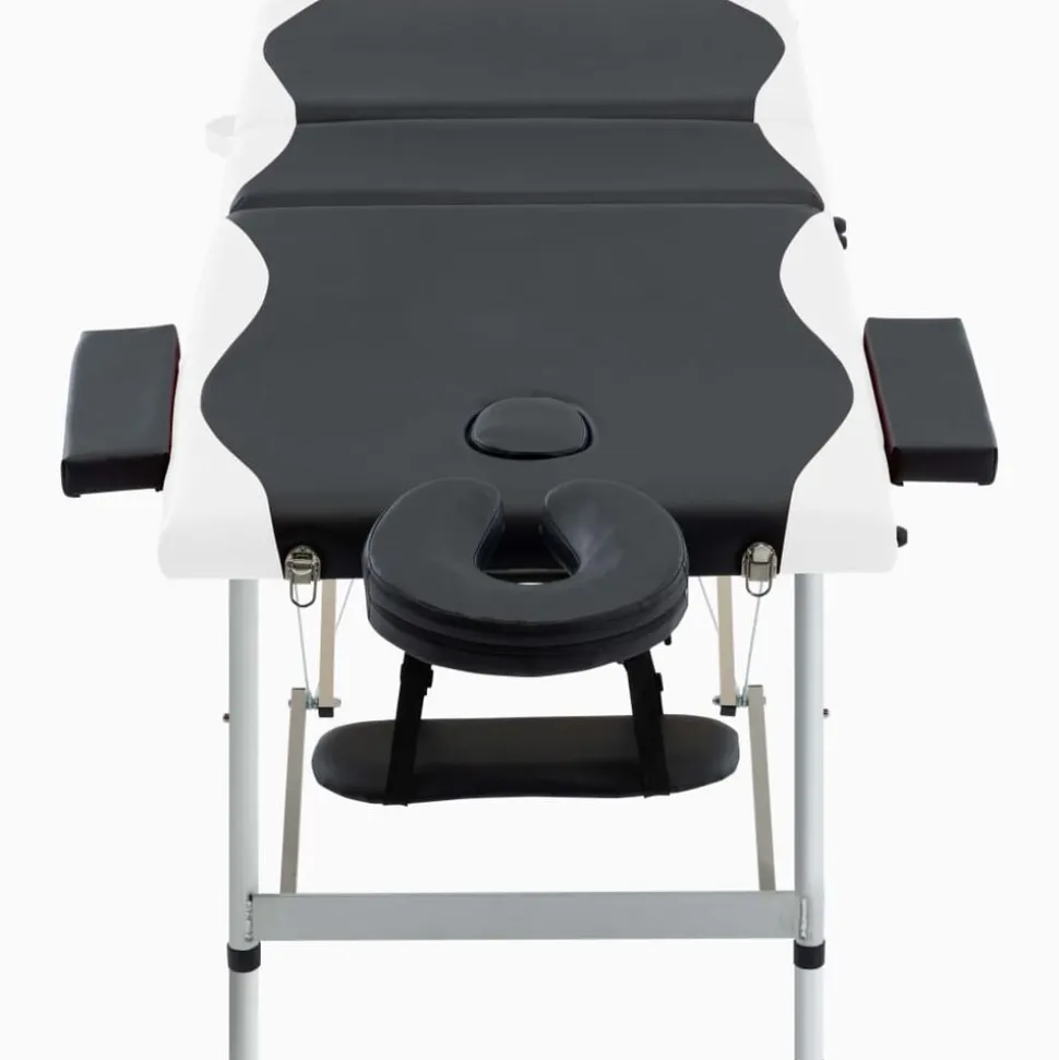 vidaXL Massagetafel inklapbaar 3 zones aluminium zwart en wit