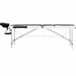 vidaXL Massagetafel inklapbaar 3 zones aluminium zwart en wit