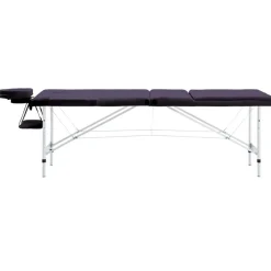 vidaXL Massagetafel inklapbaar 3 zones aluminum paars