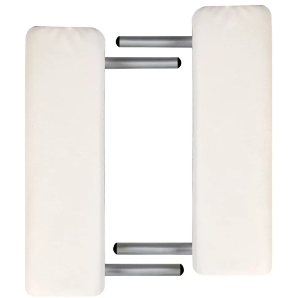 vidaXL Massagetafel met 2 zones inklapbaar aluminium frame crèmewit