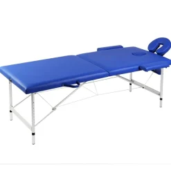 vidaXL Massagetafel met 2 zones inklapbaar aluminum frame blauw
