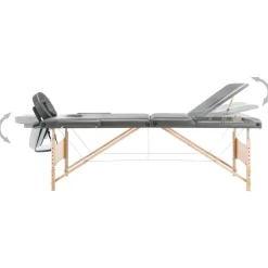 vidaXL Massagetafel met 3 zones 186x68 cm houten frame antraciet