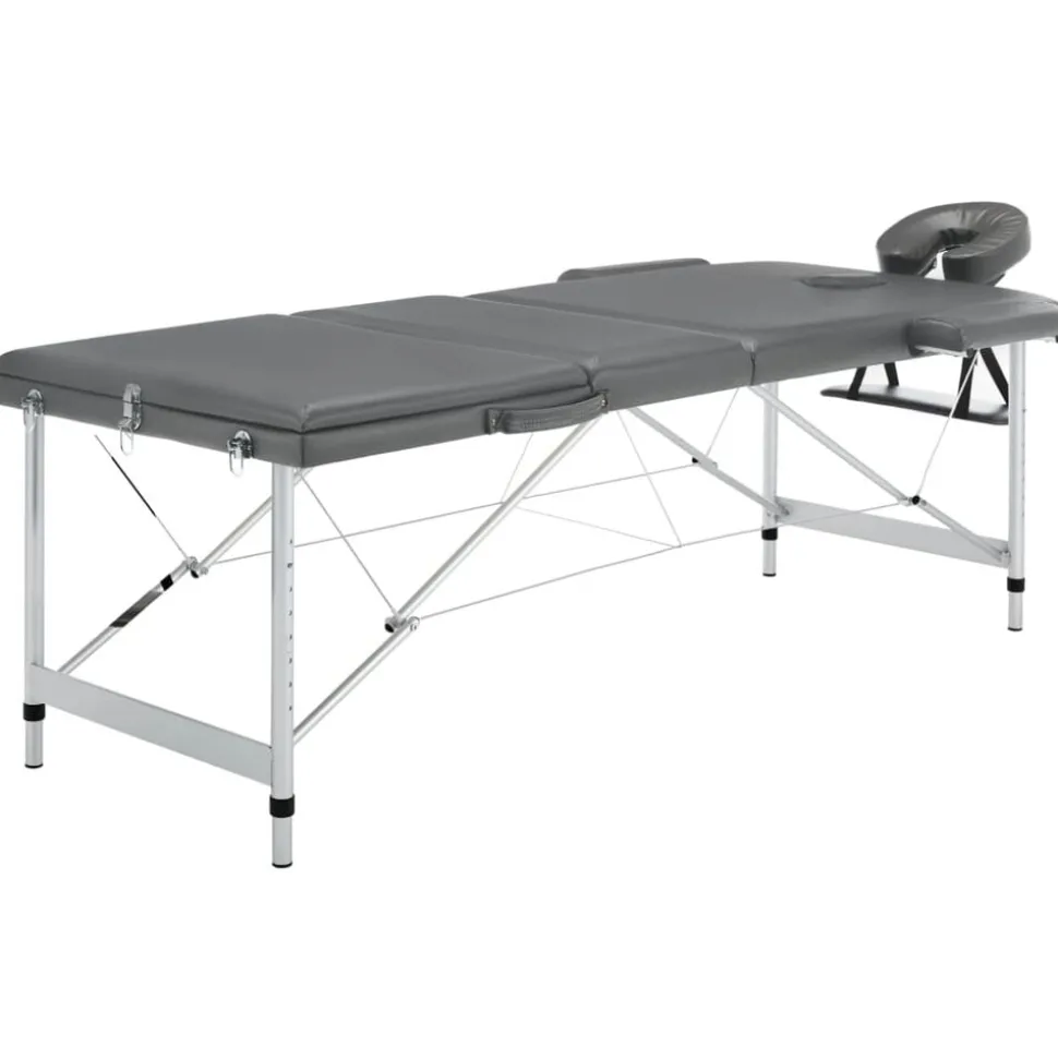 vidaXL Massagetafel met 3 zones 186x68 cm aluminium frame antraciet