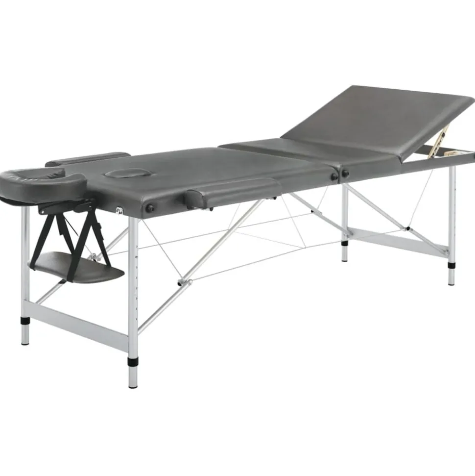 vidaXL Massagetafel met 3 zones 186x68 cm aluminium frame antraciet