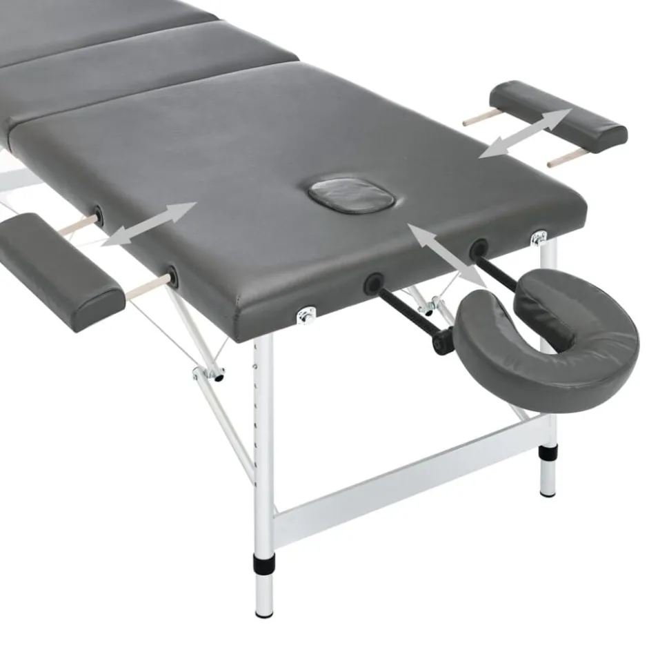 vidaXL Massagetafel met 3 zones 186x68 cm aluminium frame antraciet