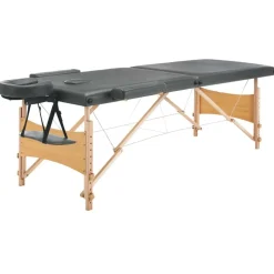 vidaXL Massagetafel met 2 zones 186x68 cm houten frame antraciet