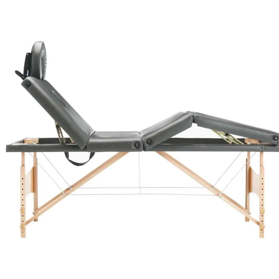 vidaXL Massagetafel met 4 zones 186x68 cm houten frame antraciet