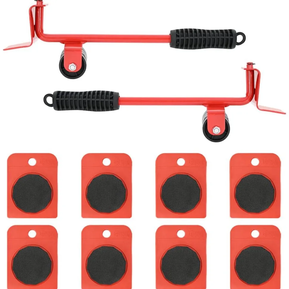 vidaXL Meubelrollers 8 stuks met lifters 9,8x7,5x3 cm 150 kg rood