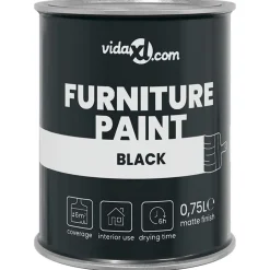 vidaXL Meubelverf Zwart 0,75 L Wandprint