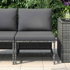 vidaXL Middenbank sectioneel met kussens poly rattan grijs