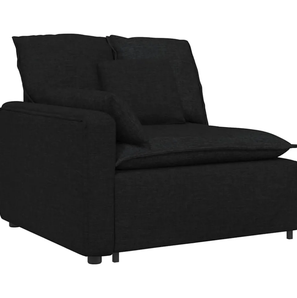 vidaXL Modulaire bank Armleuning eindmodule met kussens 100 cm zwart