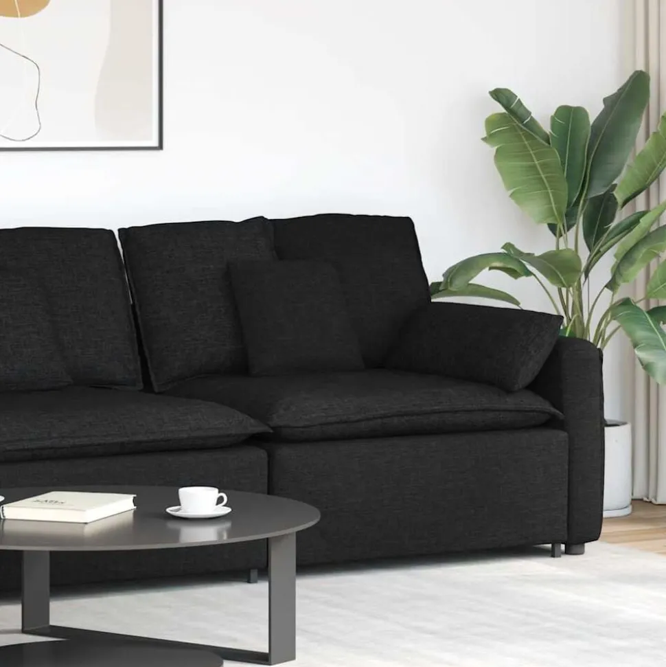 vidaXL Modulaire bank Armleuning eindmodule met kussens 100 cm zwart