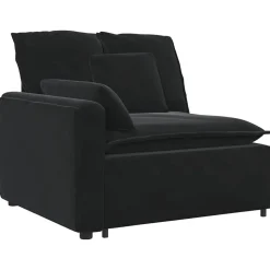 vidaXL Modulaire bank Armleuning eindmodule met kussens 100 cm zwart