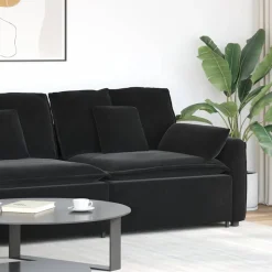 vidaXL Modulaire bank Armleuning eindmodule met kussens 100 cm zwart