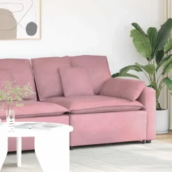 vidaXL Modulaire bank Armleuning eindmodule met kussens 100 cm roze