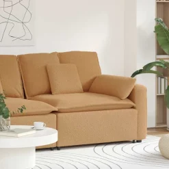 vidaXL Modulaire bank Armleuning eindmodule met kussens 100 cm beige