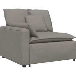 vidaXL Modulaire bank Armleuning eindmodule met kussens 100 cm taupe