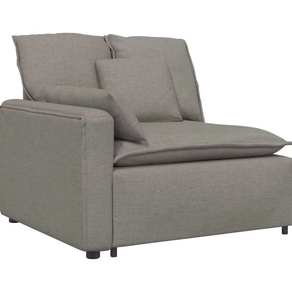 vidaXL Modulaire bank Armleuning eindmodule met kussens 100 cm taupe