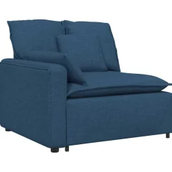 vidaXL Modulaire bank Armleuning eindmodule met kussens 100 cm blauw
