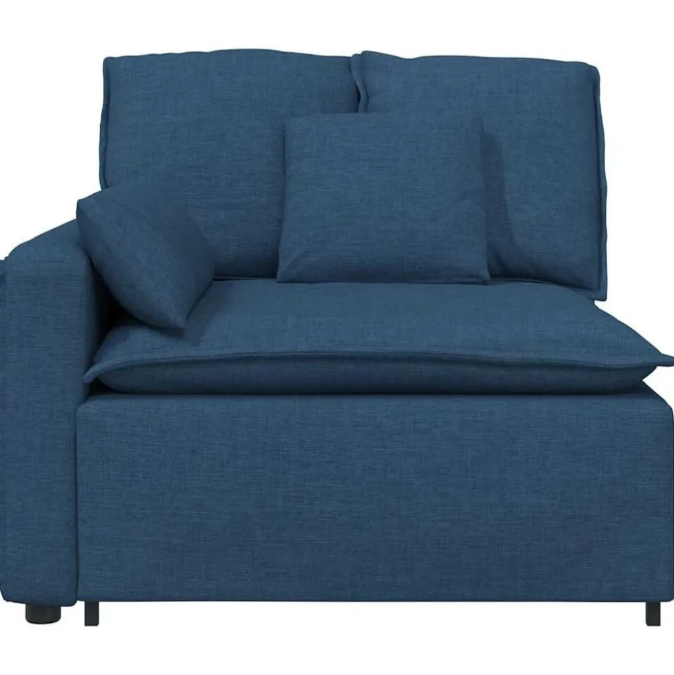 vidaXL Modulaire bank Armleuning eindmodule met kussens 100 cm blauw