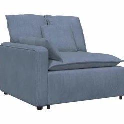 vidaXL Modulaire bank Armleuning eindmodule met kussens 100 cm blauw