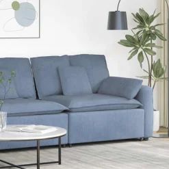 vidaXL Modulaire bank Armleuning eindmodule met kussens 100 cm blauw