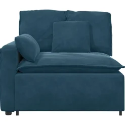 vidaXL Modulaire bank Armleuning eindmodule met kussens 100 cm blauw