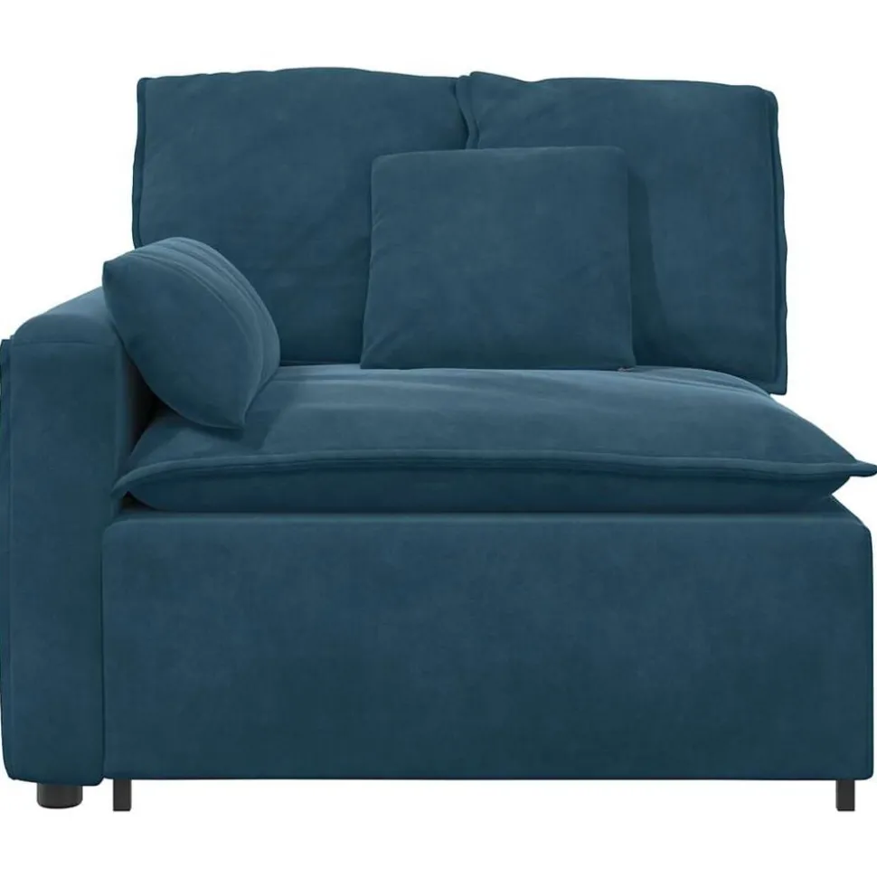 vidaXL Modulaire bank Armleuning eindmodule met kussens 100 cm blauw