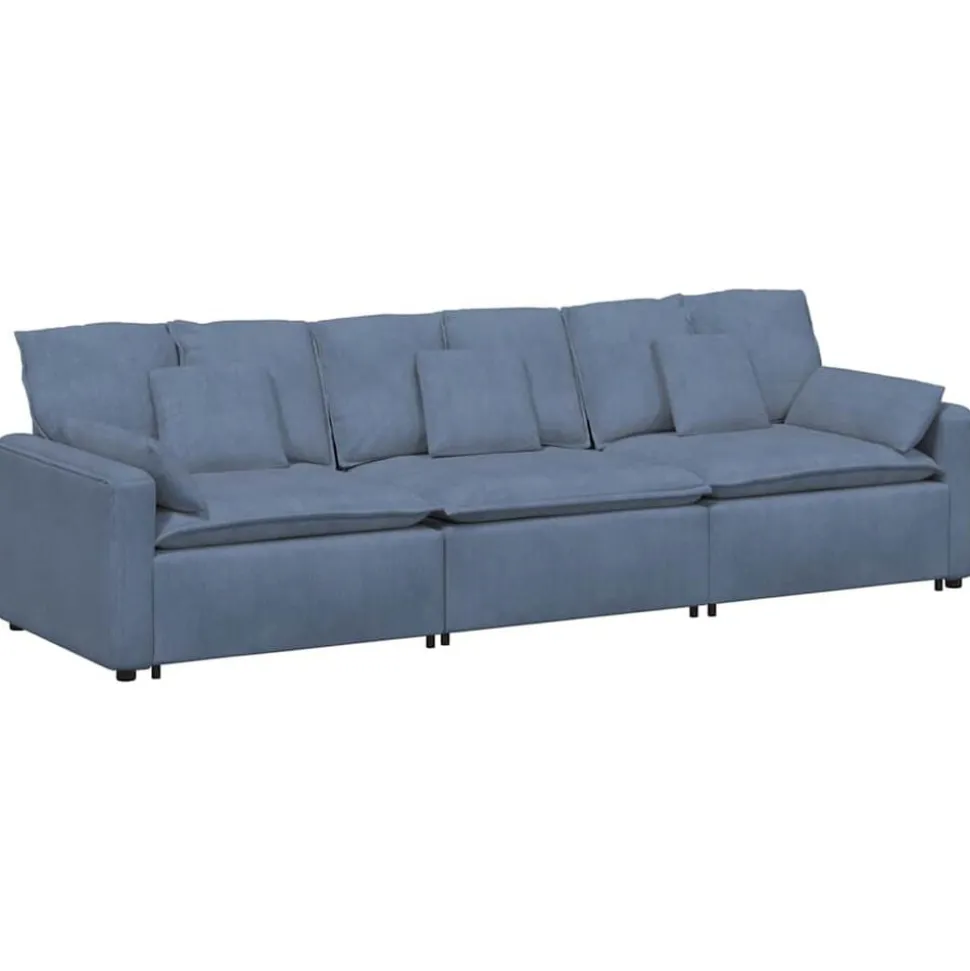 vidaXL Modulaire bank met kussens blauw
