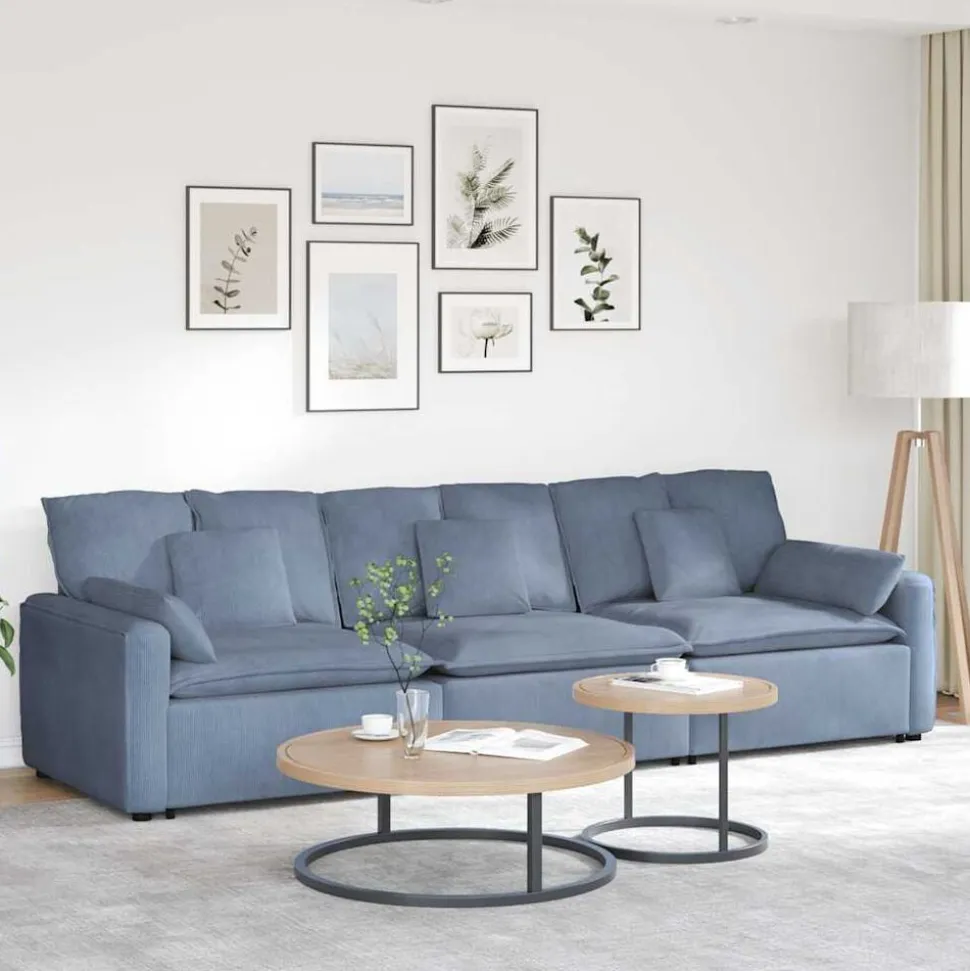 vidaXL Modulaire bank met kussens blauw