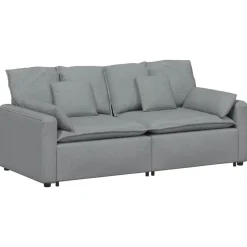 vidaXL Modulaire bank met kussens lichtgrijs