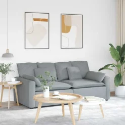 vidaXL Modulaire bank met kussens lichtgrijs