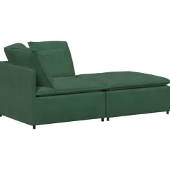 vidaXL Modulaire bank met voetenbank en kussens corduroy donkergroen