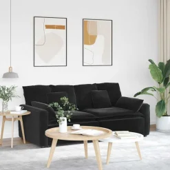 vidaXL Modulaire bank met kussens zwart