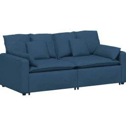 vidaXL Modulaire bank met kussens blauw