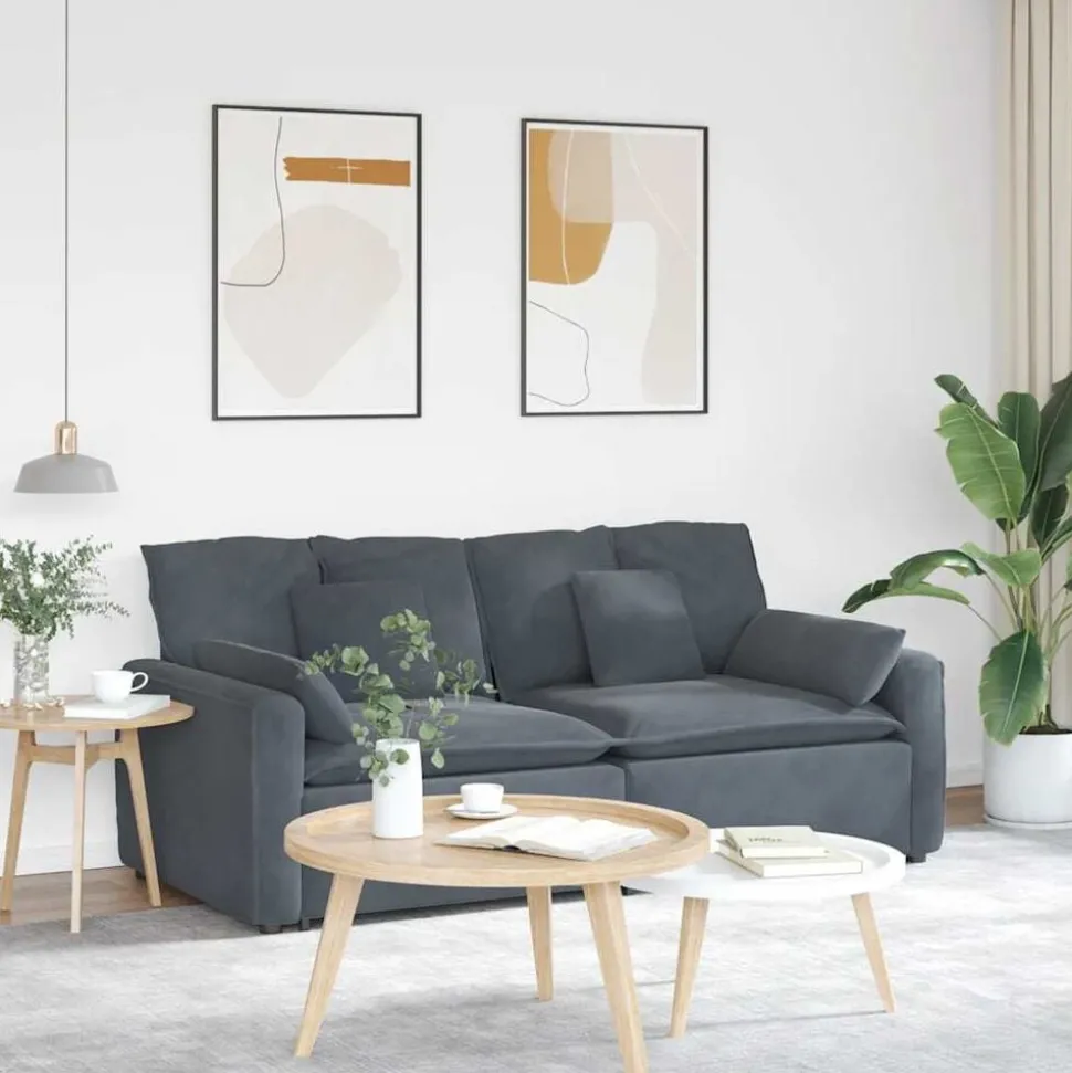 vidaXL Modulaire bank met kussens donkergrijs