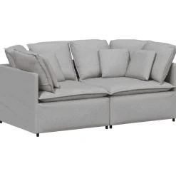 vidaXL Modulaire bank met kussens stof wolk grijs