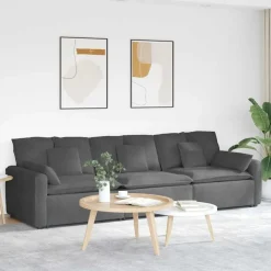 vidaXL Modulaire bank met kussens donkergrijs