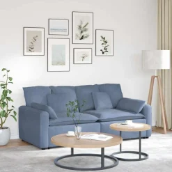 vidaXL Modulaire bank met kussens blauw