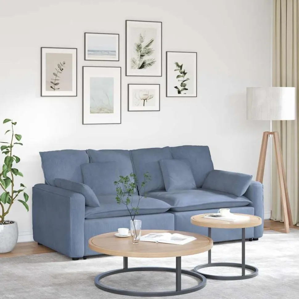 vidaXL Modulaire bank met kussens blauw
