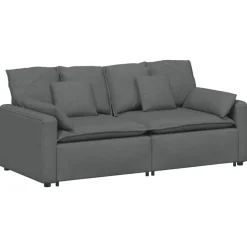 vidaXL Modulaire bank met kussens donkergrijs