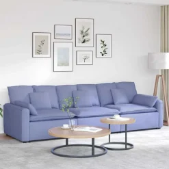 vidaXL Modulaire bank met kussens jeansblauw