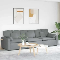 vidaXL Modulaire bank met kussens lichtgrijs