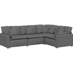 vidaXL Modulaire bank met kussens stof donkergrijs