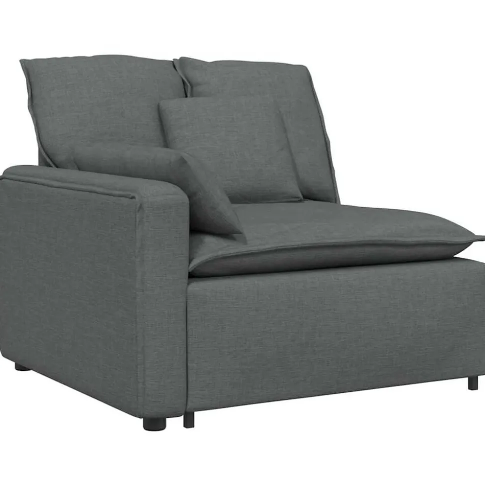 vidaXL Modulaire bank met kussens stof donkergrijs