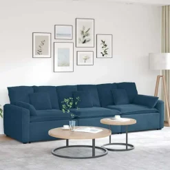vidaXL Modulaire bank met kussens blauw