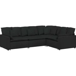 vidaXL Modulaire bank met kussens stof zwart