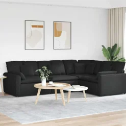 vidaXL Modulaire bank met kussens stof zwart